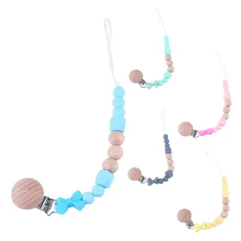 

Child Baby Pacifier Chain Soothing Boys Girls Cute Bow Beads Colorful Design Kids Toys