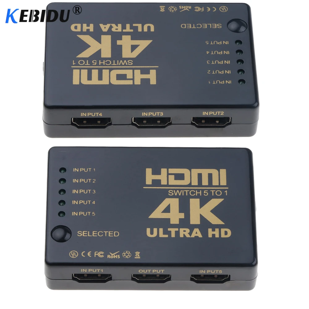 Kebidu 4K* 2K HDMI переключатель HDMI HDTV 1080p 5-Порты и разъёмы 3-Порты и разъёмы вход до 1 переключатель разветвитель с ИК-пульт дистанционного управления 3D для PS3 Xbox 360