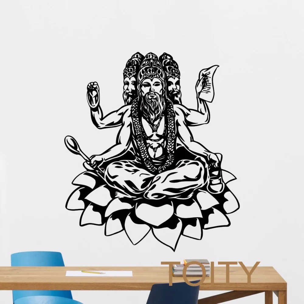 Dewa Brahma Dinding Decal Vinyl Sticker Indian Agama Hindu Art Yoga Dekorasi Interior Rumah Mural Wall Decals Vinyl Stickersdecoration Home Aliexpress