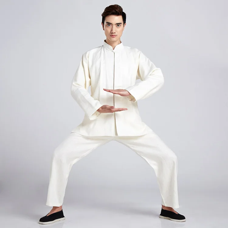 Новое поступление бежевый китайский мужской классический Тай Чи Униформа хлопок белье Кунг фу костюм Wu Shu одежда Размер M L XL XXL XXXL2516 - Цвет: 5