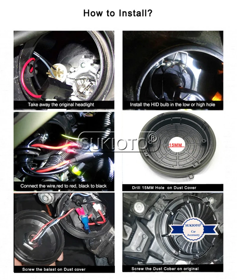 SUKIOTO Car Headlights Kit 55W H7 Xenon lights 4300K 5000K 6000K 8000K Metal H7 H7T AC Canbus Round Ballast igniter Headlamp Kit (4)