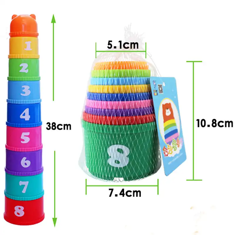 2018 Baby Funny Cartoon Nesting Stacking Toys Learning English Letters Numbers Geometry Educational Entertainment Stacked Blocks