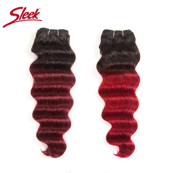 

Sleek Colorful Hair Extension Pre-colored Ombre T1B/99J# T1B/Burg# Prestige Deep Wave Hair Brazilian Remy Human Hair Bundles