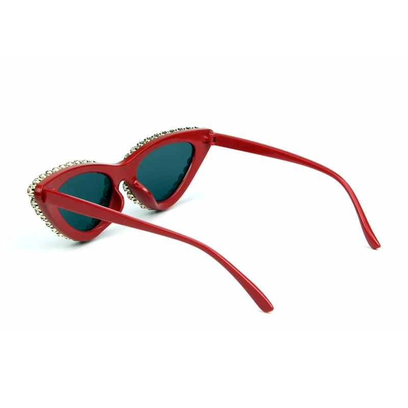 Модные солнцезащитные очки «кошачий глаз» Для женщин Винтаж от бренда Small класса люкс со стразами для девушек, большие солнцезащитные женские очки оculos de sol UV400