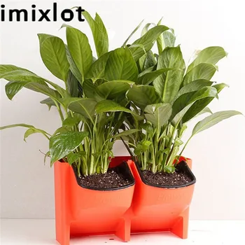 

Imixlot 4 Colors Plant Wall Hanging Flower Pot Vertical Green Home Plastic Flower Pot Garden Balcony Wall Hanging Planters Pot