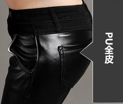 Alibaba グループ | AliExpress.comの からの ホット!!女性のフェイクレザーパッチワークデニム&フルpuレザーパンツ