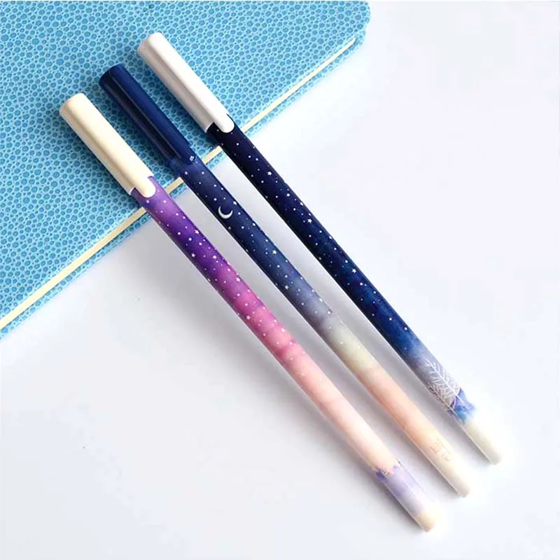

3 pcs/lot Good Night Starry Sky Gel Pen Cute 0.35mm black Ink Marker Pen School Office Supply Escolar Signature Pens
