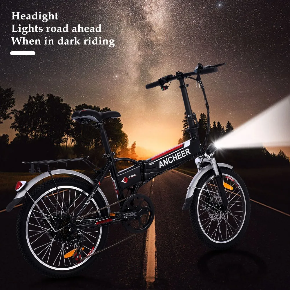 Flash Deal ANCHEER New bike 18.7 inch Aluminum Alloy Folding Bike Electric Bicycle Mountain Bike Road Cycling Bicycle White Unisex Hot sale 13