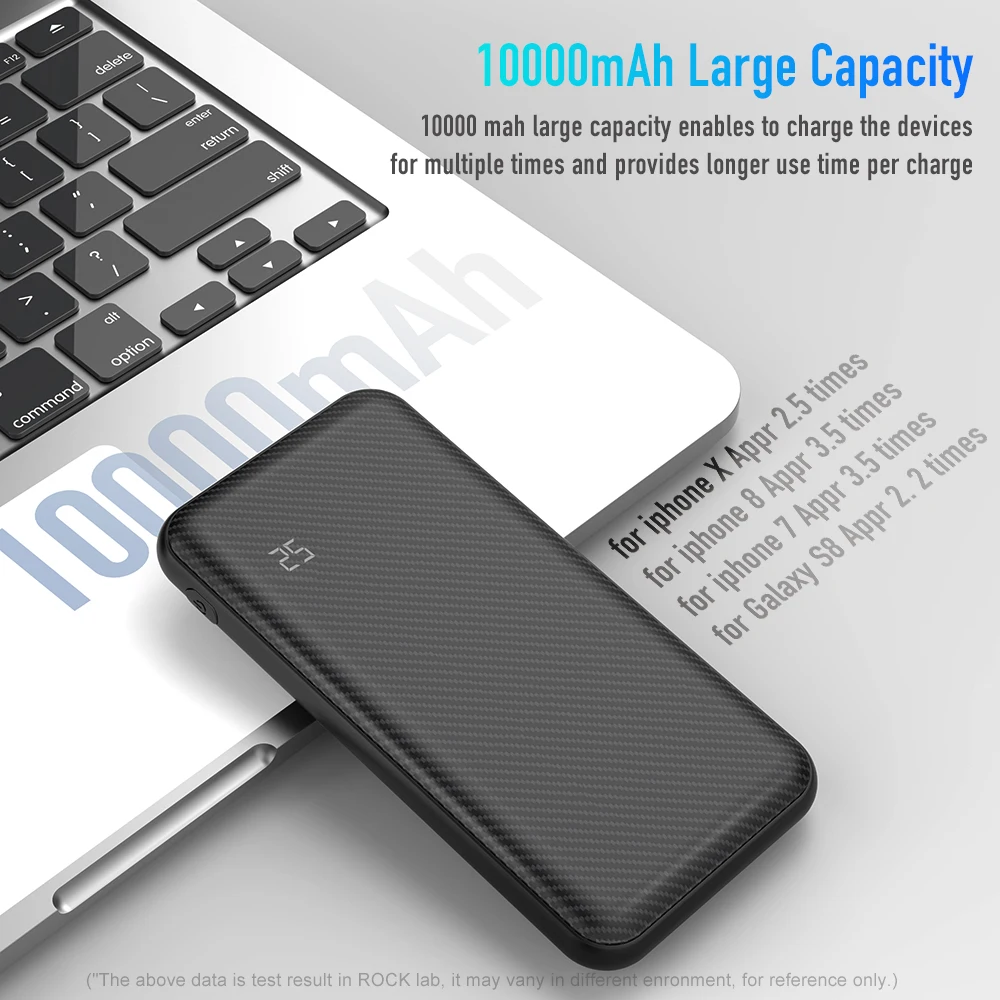 ROCK PD QC 3 0 18 Вт быстрое зарядное устройство power Bank 10000 мАч цифровой светодиодный
