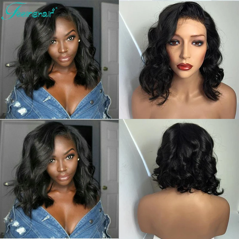 

7A Wave Front Lace Wigs Virgin Brazilian Full Lace Human Hair Wigs For Black Women Glueless Full Lace Wigs Short Human Hair Wigs