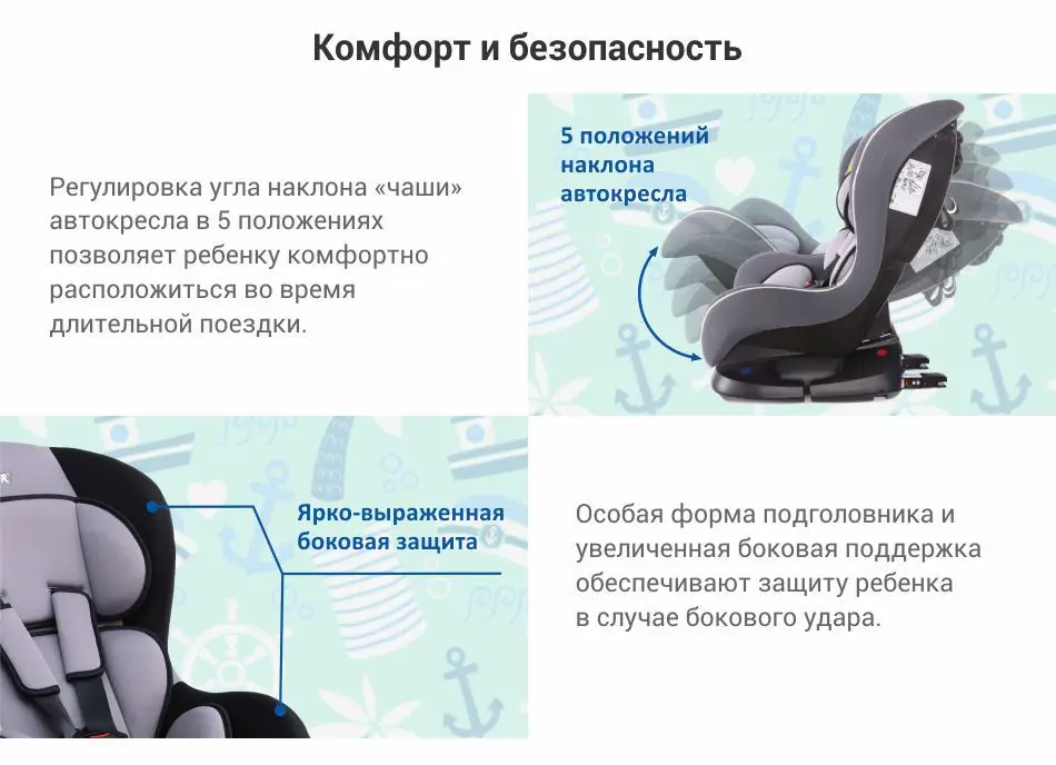 Детское автокресло SIGER "Наутилус ISOFIX" 0-4 лет, 0-18 кг, группа 0+/1