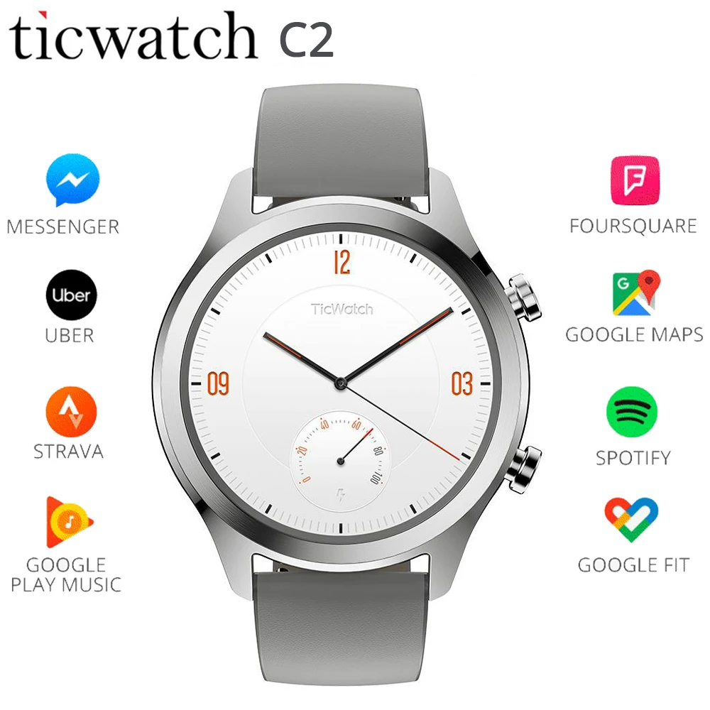 Оригинальные Ticwatch C2 умные часы Wi-Fi gps Google Pay Wear OS от Google Strava IP68 1," динамические часы для мужчин в режиме ожидания