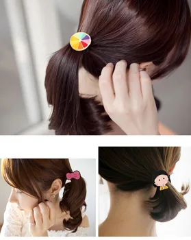 

DHL 500pcs Girls Women Cartoon Character Animal Fruit Hair Accessories Candy Rubber Bands Gum Headwear