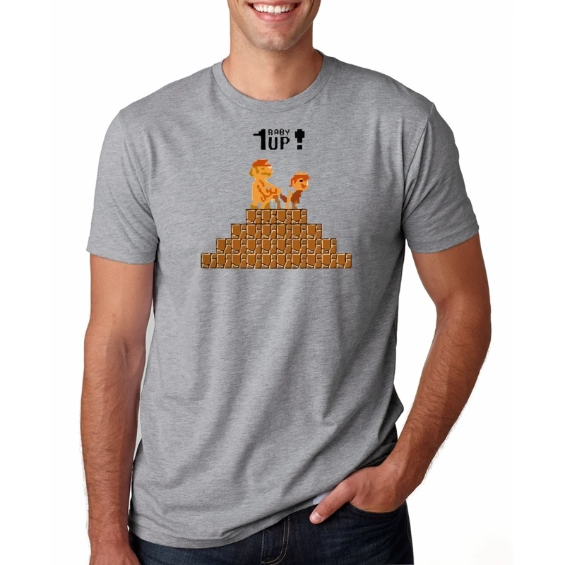 

We Have One Baby Up T Shirt Mario Making Love With Princess Peach Style Video Game Pixel Art Casual T-shirt Pop Brand Unisex Tee