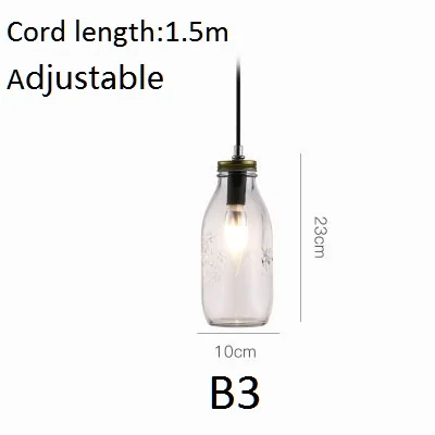LukLoy цветная стеклянная бутылочка подвесной светильник s светодиодный кухонный светильник светодиодный светильник прикроватная подвесная потолочная лампа лампы Лофт светильник ing светильники - Цвет корпуса: B3
