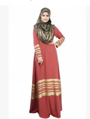 1 шт./лот,, Женский Малайзийский абаи в Дубае, Турецкая женская одежда, длинное повседневное обтягивающее платье в золотую полоску, свободное платье - Цвет: 3