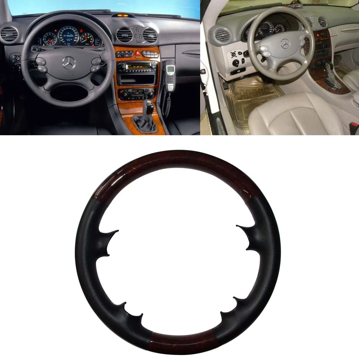Чехол на руль из черной кожи под дерево для Mercedes 03 09 W209 A209 CLK CLK280 R230 SL SL350 SL55 05 10 w222 C222
