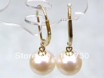 

ry00123 PERFECT ROUND 10.2mm AAA+++ SOUTH SEA PEARL DANGLE EARRING 14K YELLOW GOLD (C0327)