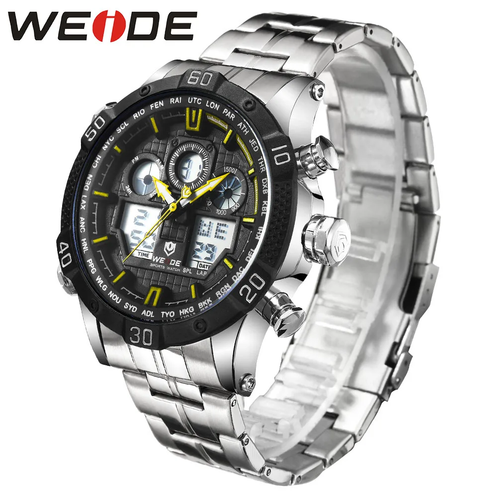 WEIDE Кварцевые Спортивные Наручные Часы повседневные Оригинальные мужские часы