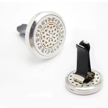 

2016 New 30mm Stainless Steel Unique Patterns Aromatherapy/Essential Oil Diffuser Perfume Locket Clip for Car with Vent Holes