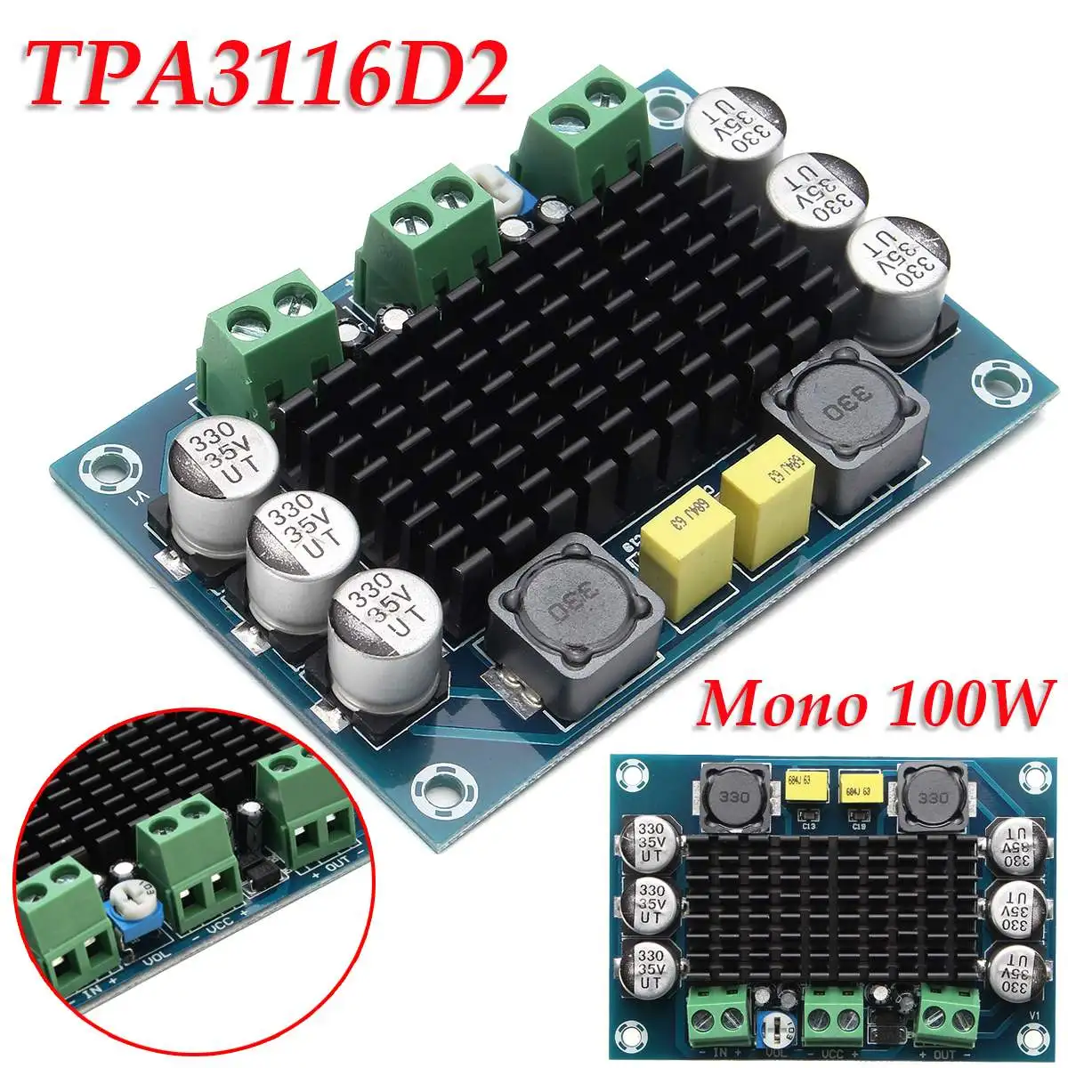 1PC XH-M542 DC12-26V 100W Subwoofer Mono Digital Power Amplifier Board TPA3116D2 Digital Audio Amplifiers NE5532 1PC XH-M542 DC12-26V 100W Subwoofer Mono Digital Power Amplifier Board TPA3116D2 Digital Audio Amplifiers NE5532