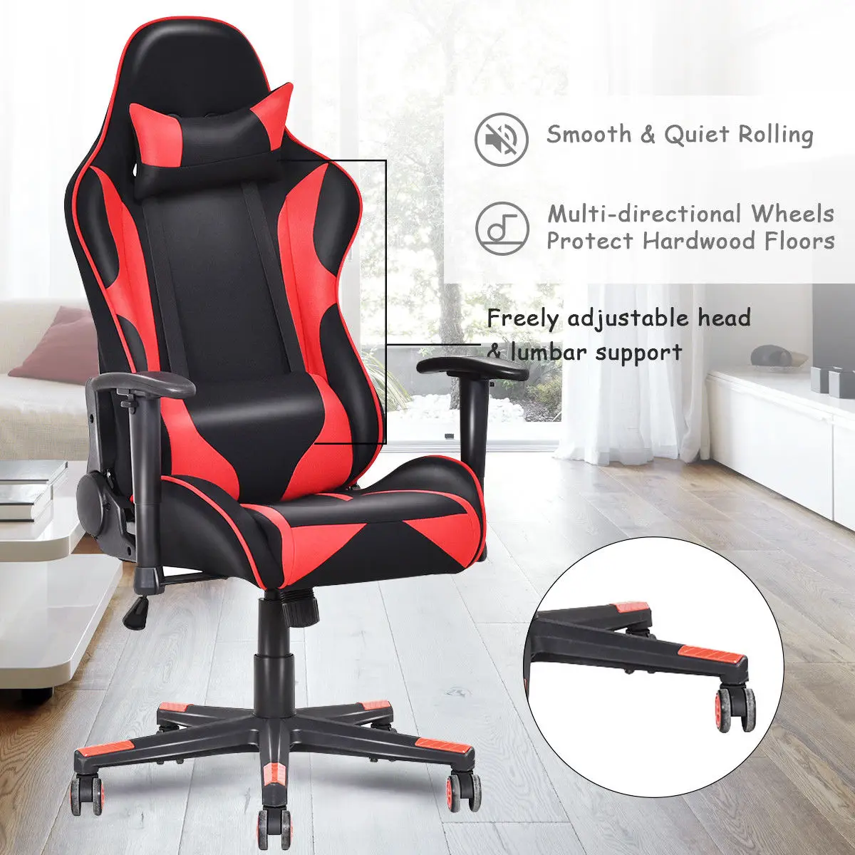 giantex racing style high back recliner gaming chair modern mesh