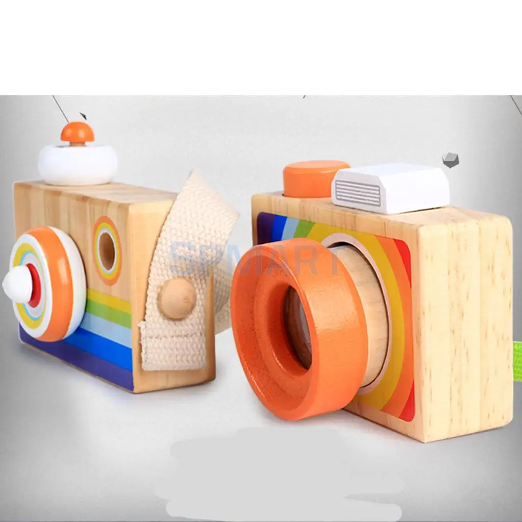 Kids Wooden Camera Toy Mini Cute Kaleidoscope Camera Kids Room Decor Christmas Birthday Gifts