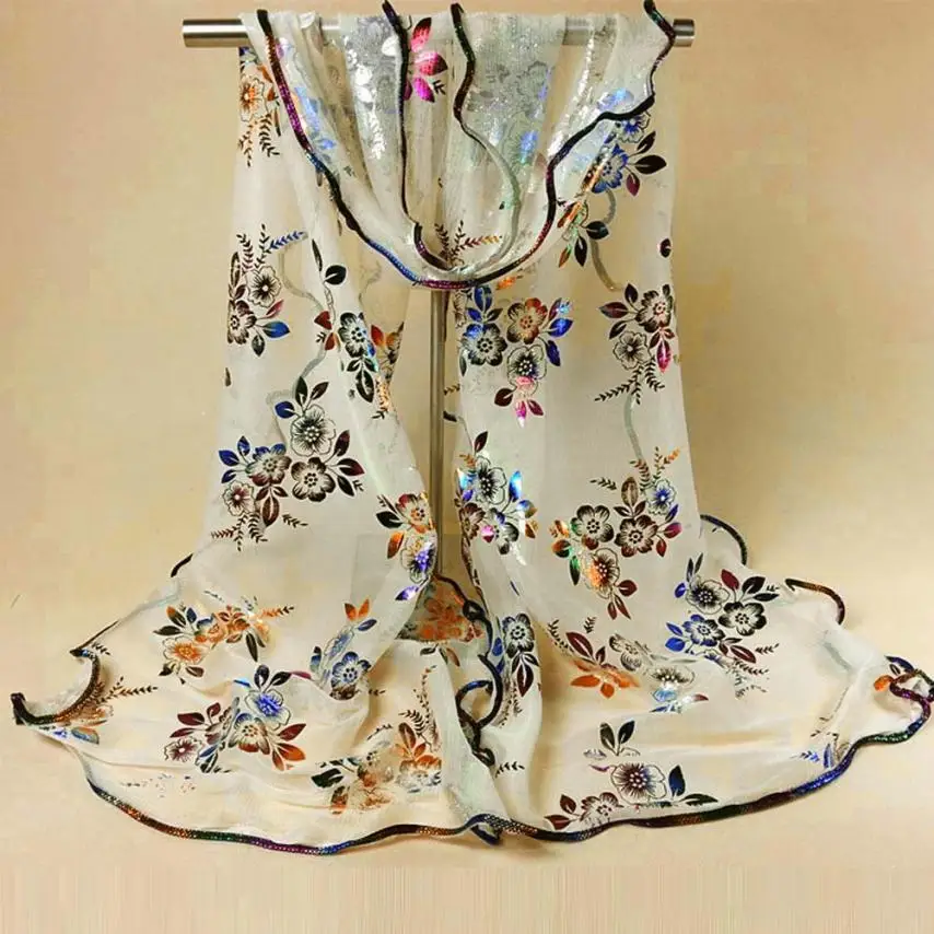 

2018 scarves for women silk scarf shawl coworkers Unique Style Vintage Colorful Flower Lace Gauze Veil Wrap Shawl Wrap PAUGO3