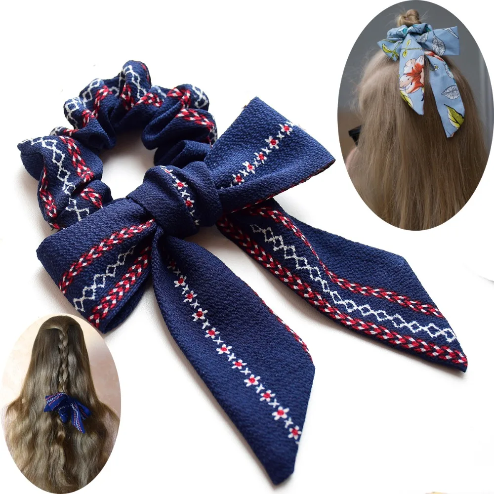 

Bow Ribbon Hair Ring Fashion Women Elastic Hair Bands Ponytail Holder Scrunchies Tie Girls Headwear Hair Accessories