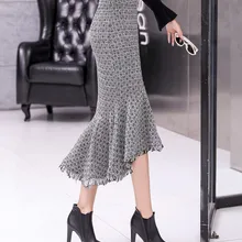 Осень Зима Новая шерстяная Толстая средняя длинная юбка-годе для женщин элегантный шерстяной юбки