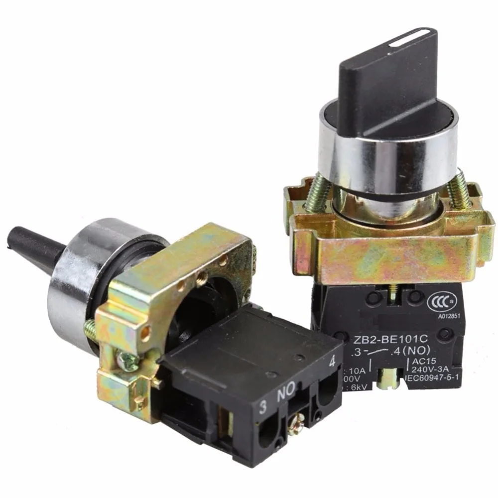 1Pcs 10A 2 Position NO NC Maintained 4 Terminal Rotary Selector Switch