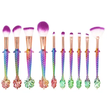 

10Pcs Mermaid Make Up Foundation Eye shadow Makeup Brushes Eyeliner Brush 4.10