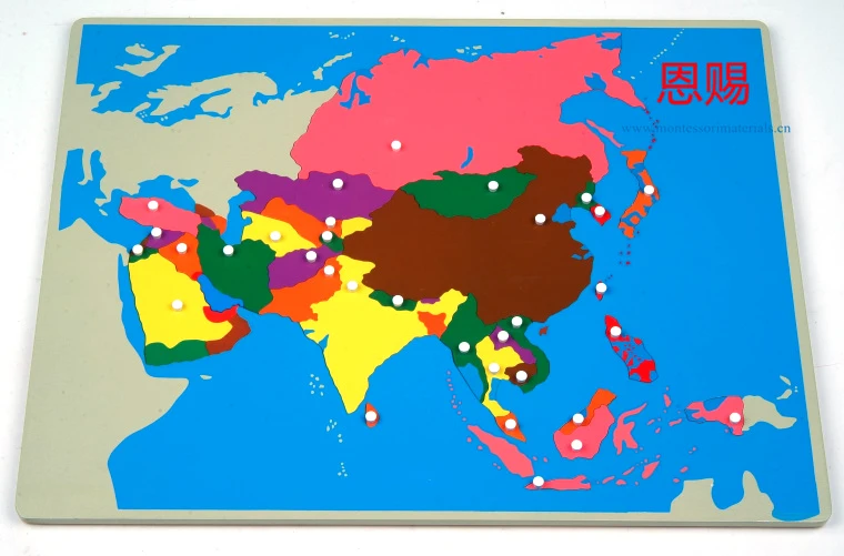 Географические карты Азии Монтессори материалы CE ASTM образовательные зарабатывать игрушки деревянные классические для маленьких детей раннего обучения деревянные 6005