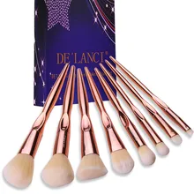DE’LANCI 8PCS Professional Makeup Brushes Foundation Blush Powder Concealer Eyeshadow Brush Beauty Tools Rose Gold Handle