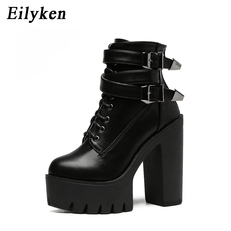 Eilyken/Коллекция 2021 года Сезон осень Модные женские ботинки Короткие на высоком