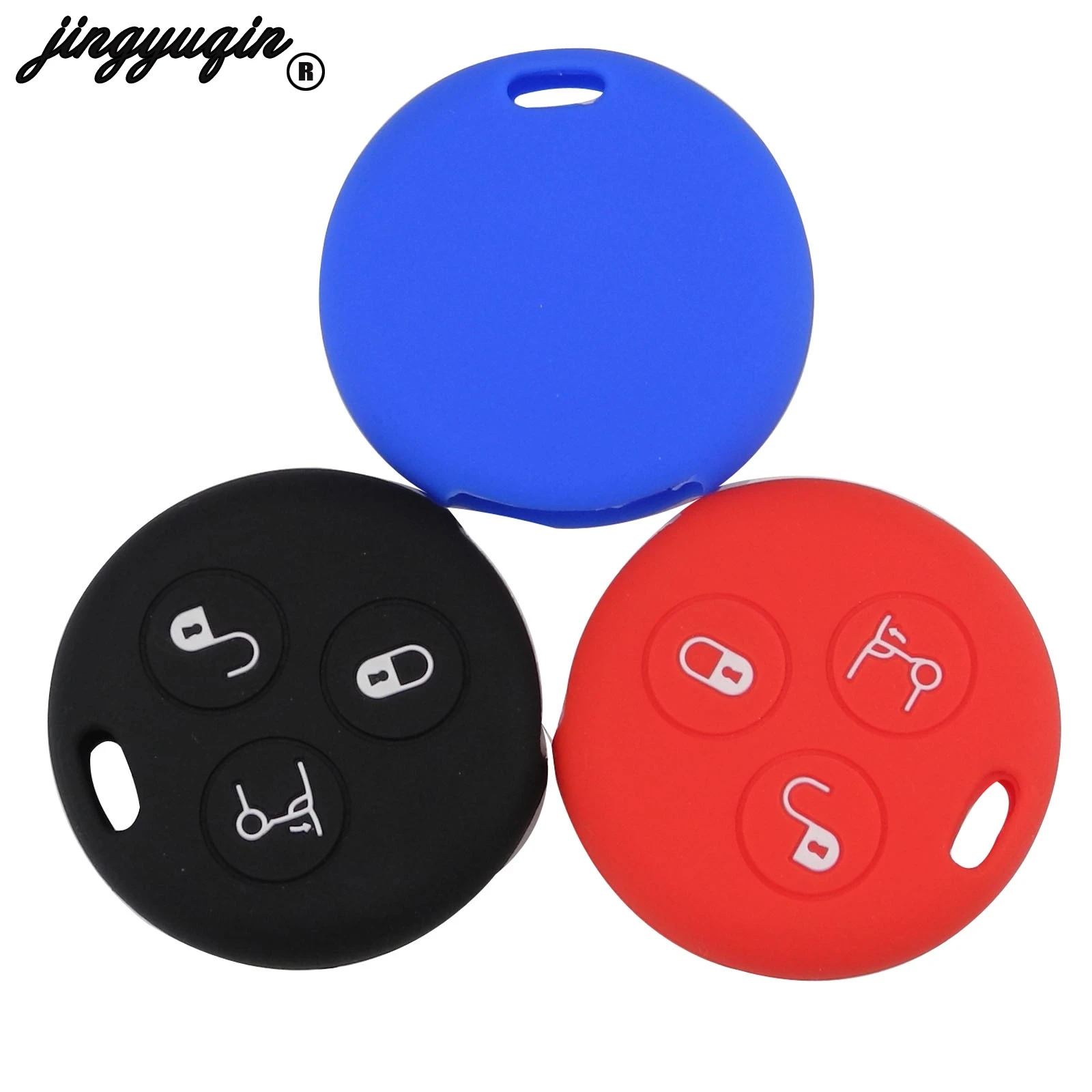 

jingyuqin 3 Button Silicone Car Key Case Cover Remote Fob For Benz Smart City Fortwo Roadster Protection Holder Shell