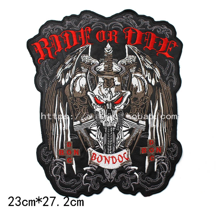 Buy Large Skull RIDE OR DIE Embroidery Patches