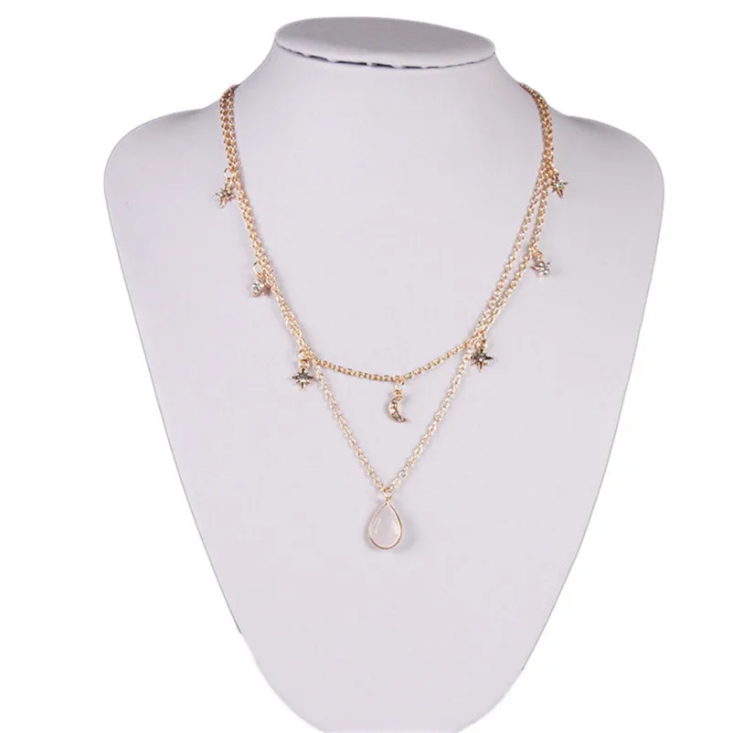Fashion necklaces pendants for women Red Rose Honeybee Double-deck Necklace Pendant collares mujer Collier ras de cou A15#N (2)