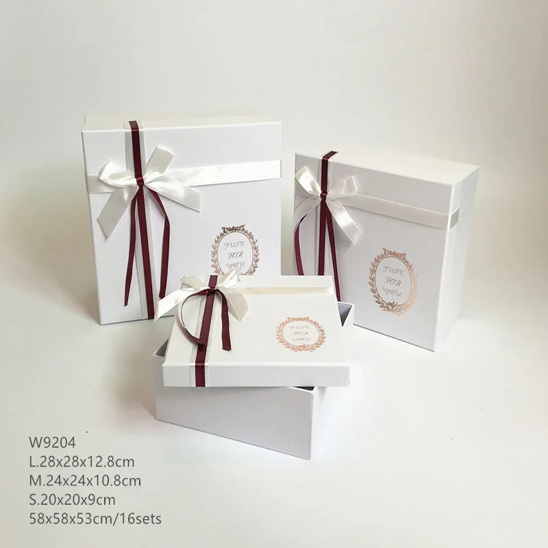 

NO.w9201- Valentine's Day Bow Square Gift Box Three-Piece Set Flower Box Gift Box Gift Box