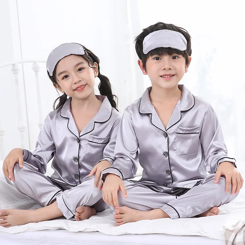 WAVMIT/ г. Осенне-зимняя детская одежда для сна с длинными рукавами, комплект шелковых пижам, пижамные комплекты для мальчиков Новое поступление, детская одежда для сна, маска для глаз