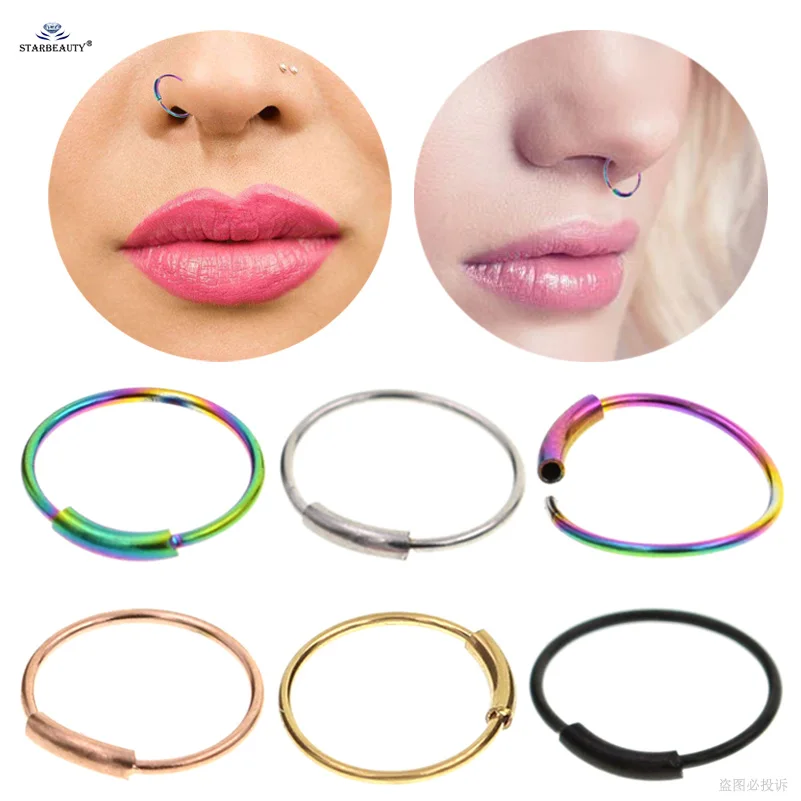 

Starbeauty 2pcs O C Barrel Fake Piercing Lip Piercing Labret Fake Nose Ring Nose Piercing Tragus Helix Ear Rings Pircing Jewelry