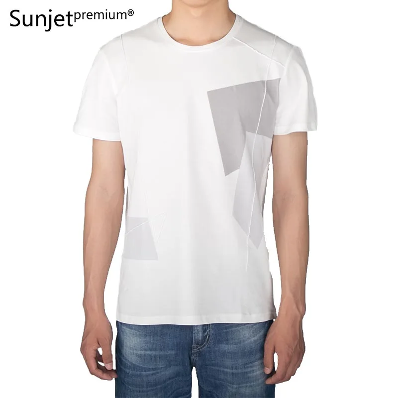 SUNJET PREMIUM 2018 New Summer white Loose leisure Cotton t shirt Print Men's Fashion Short Sleeve LC6015 | Мужская одежда