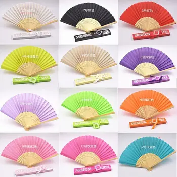 

100pcs/lot Personalized Luxurious Silk Fold hand Fan Arts&Crafts in Elegant Laser-Cut Box +Party Favor/wedding Gifts+printing
