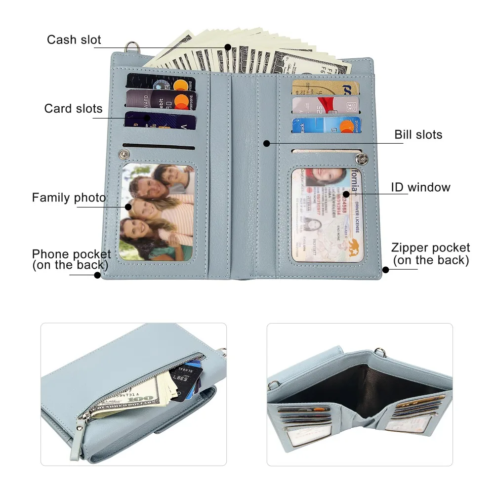 بو الجلود هاتف محمول محفظة حاملي بطاقات الائتمان طويل حافظة نقود للنساء عارضة السيدات رفرف حقيبة كتف Crossbody أكياس بو الجلود هاتف محمول محفظة حاملي بطاقات الائتمان طويل حافظة نقود للنساء عارضة السيدات رفرف حقيبة كتف Crossbody أكياس