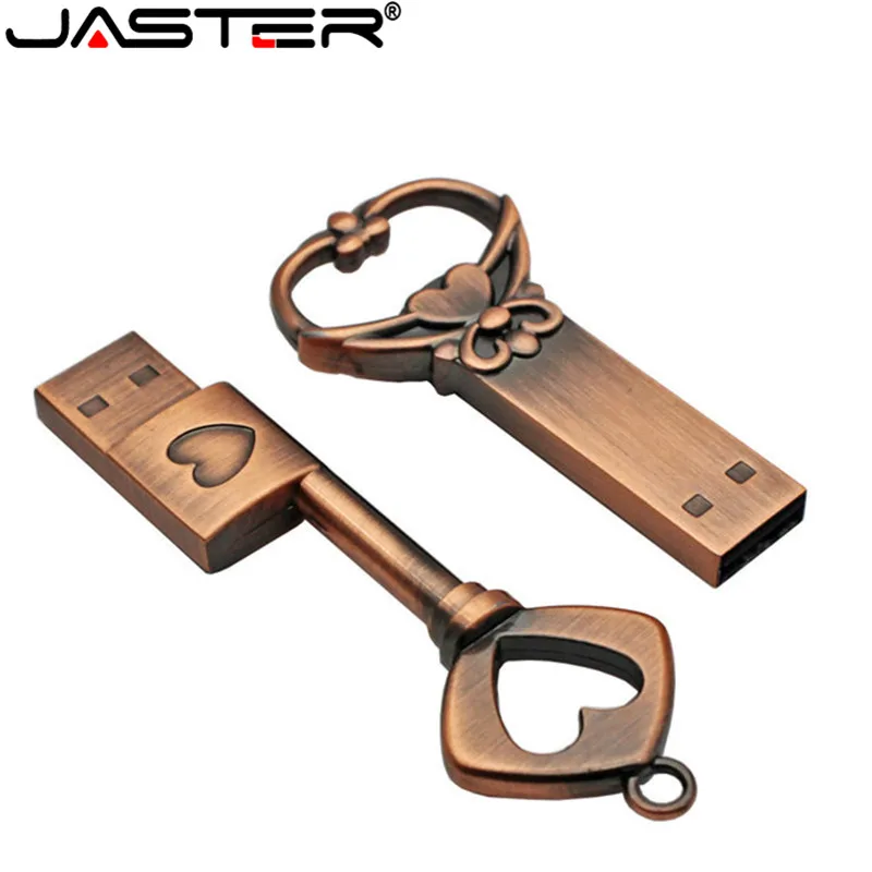 JASTER металлический usb флеш-накопитель с сердечком, медный флеш-накопитель love, 4 ГБ, 8 ГБ, 16 ГБ, 32 ГБ, флеш-накопитель, карта памяти, u-диск, модные подарки