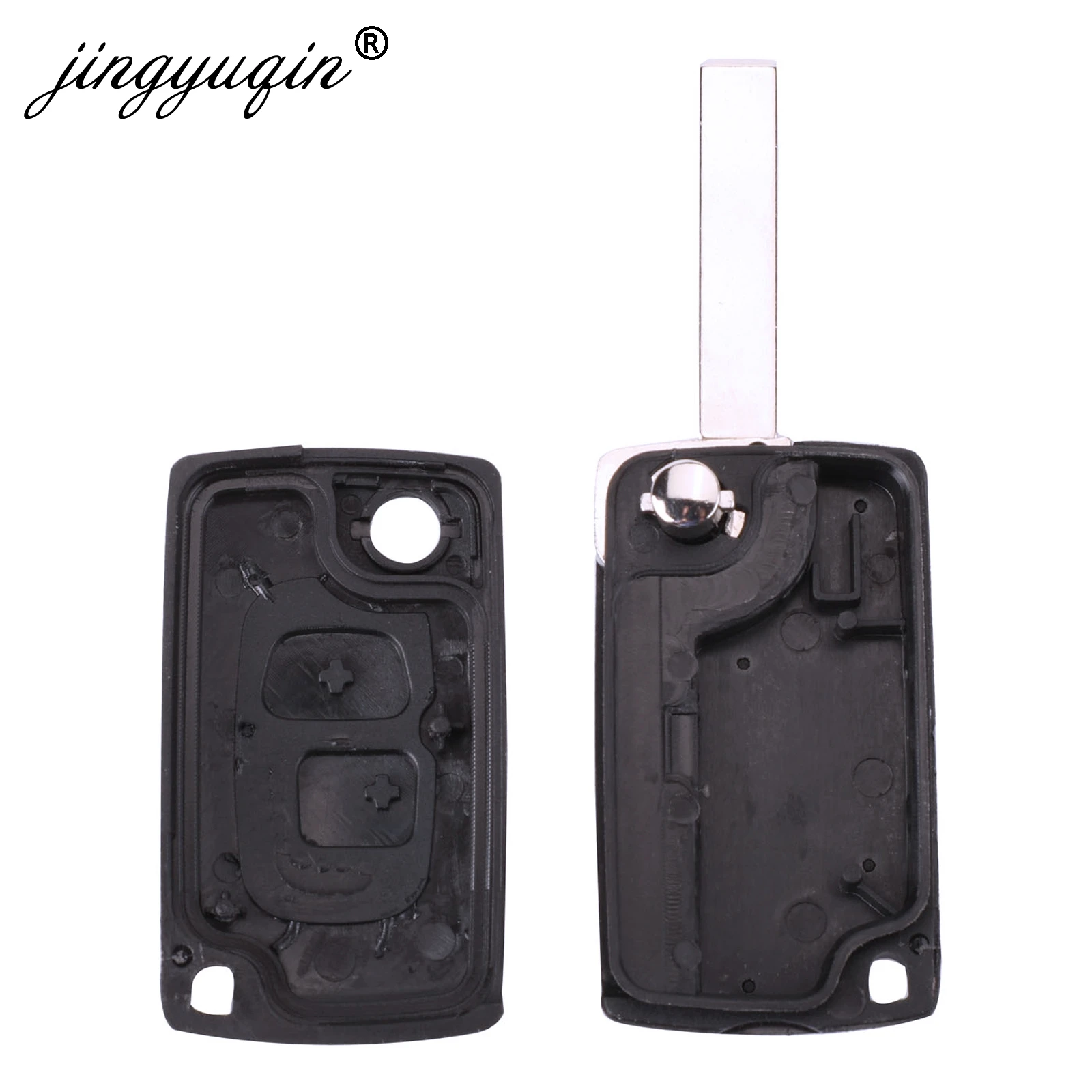 Jingyuqin-carcasa de llave remota plegable, funda de llave modificada para  PEUGEOT 307, 607, 207, 407, 2BTN, Fob VA2/HU83 Blade