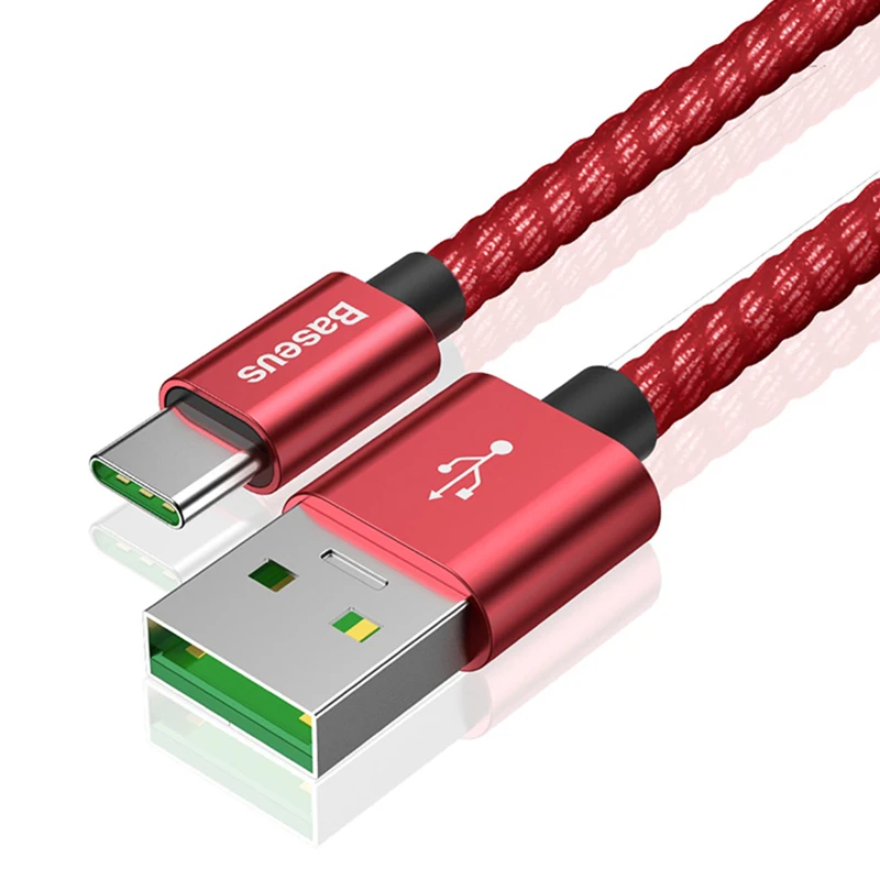 Кабель usb type-C Baseus 5A для huawei mate 30 P30 P20 Pro Supercharge Xiaomi Mi 9 samsung S10 S9 USBC type-c кабель USB-C зарядное устройство - Цвет: Red