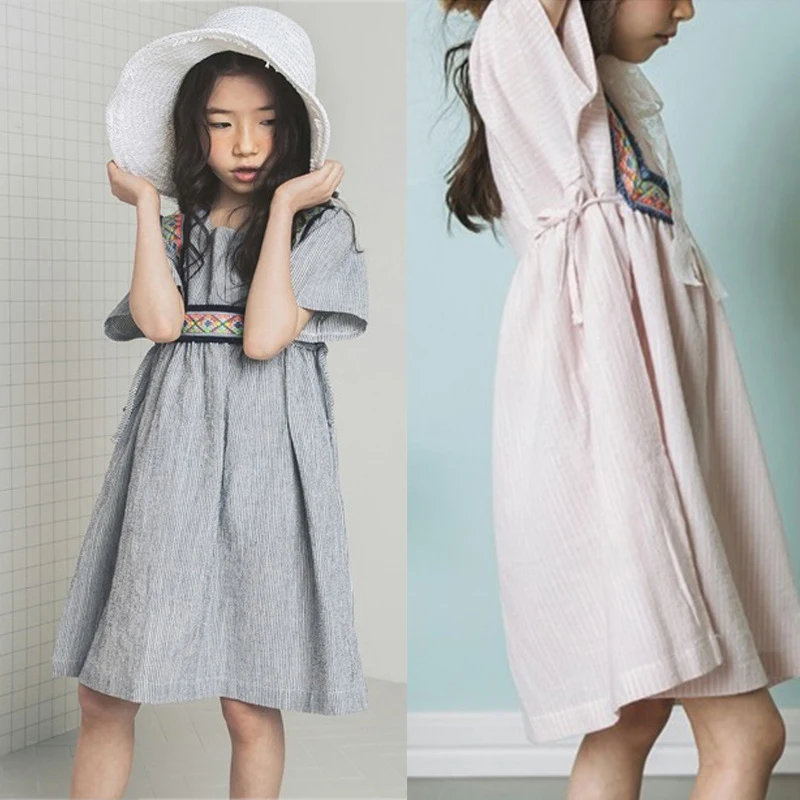 Pastorale/платья для девочек коллекция года, одежда принцессы для подростков маленькое платье в черно-розовую полоску летнее платье для девочек возрастом 12, 14, 8, 7, 5, 4, 10 лет