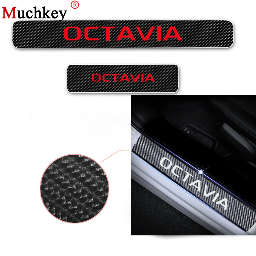 4 шт. наклейки на пороги двери и порога для Skoda Octavia A5 A7 2007 2008 2009 2010 2011 2012 2013|Буксиры
