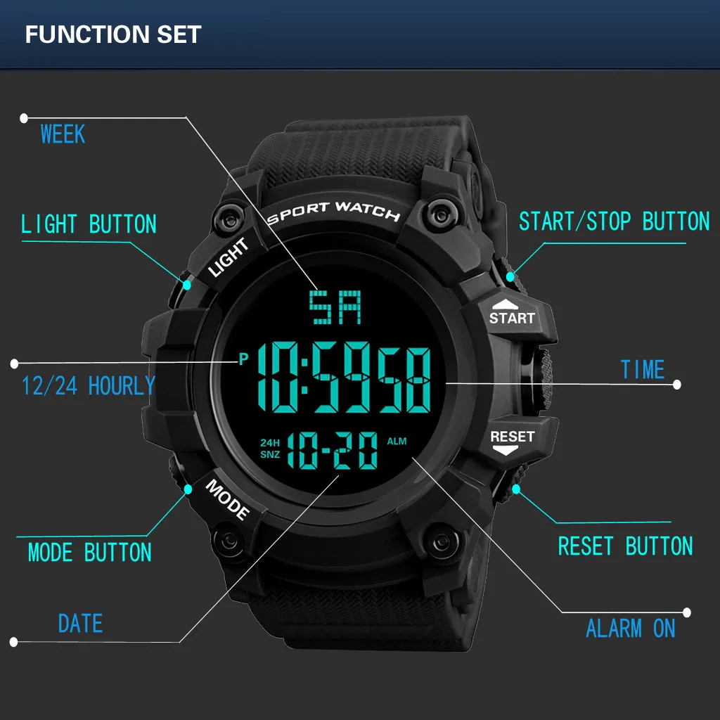 Мужские часы спортивные роскошные часы Мужские Аналоговые Цифровые защищенные часы Военные Спортивные СВЕТОДИОДНЫЙ водонепроницаемые часы
